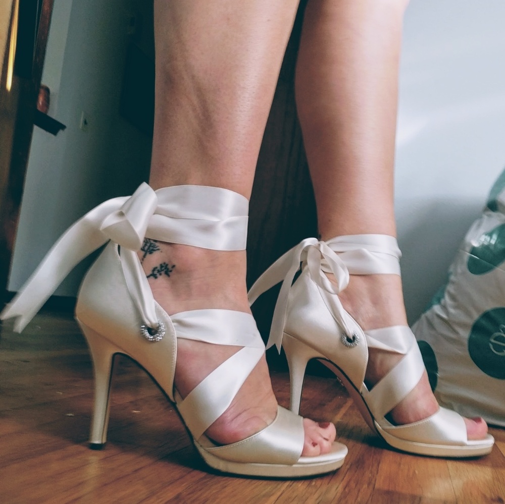 Stunning Nina Ivory Satin Bridal Heels